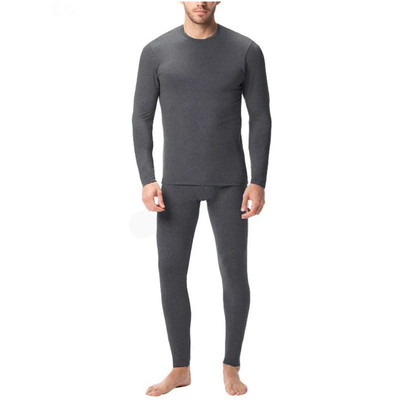 男士运动保暖加绒内衣套装