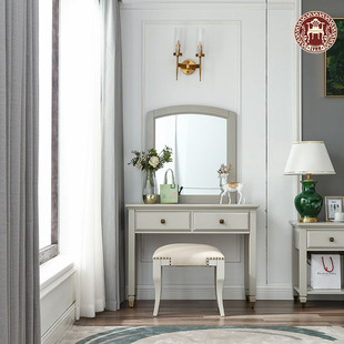 林恩美式实木妆台美式田园轻奢风卧室家具M01妆台