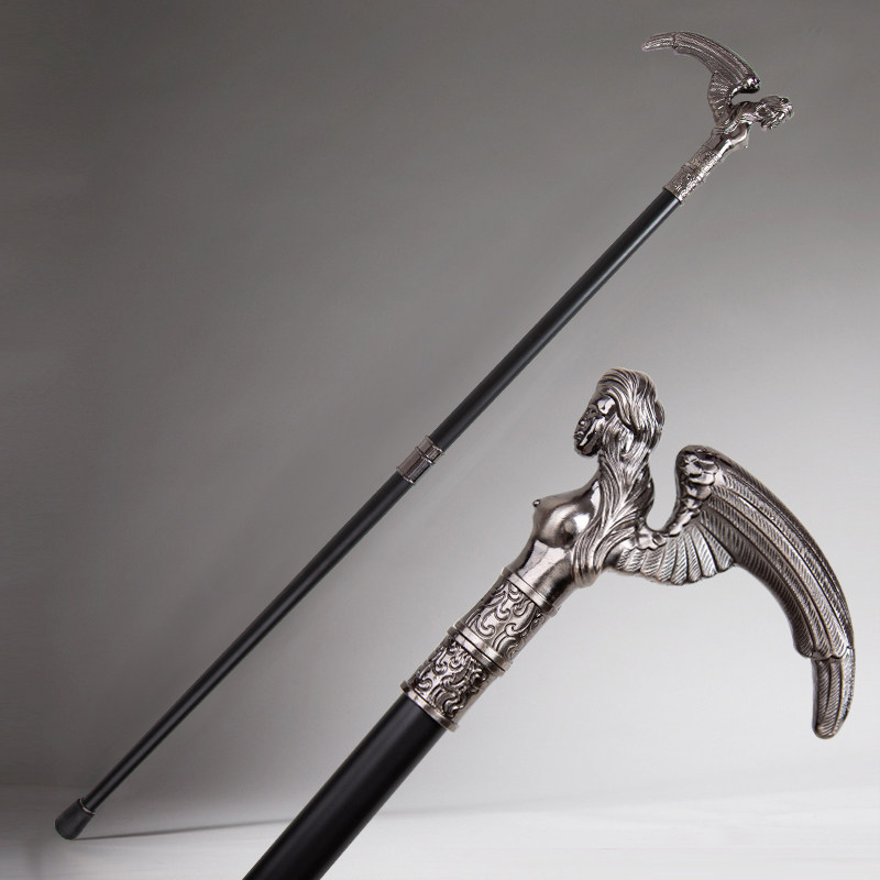 英国意大利绅士高端时尚手杖银色天使手柄拐杖舞蹈道具拐棍防滑