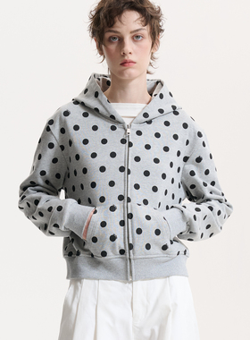 黑喵像素 波点拉链开衫连帽卫衣外套休闲情侣宽松长袖上衣秋男女