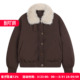 外套保暖舒适男女装 复古毛领羽绒服冬装 飞行夹克短款 黑喵像素