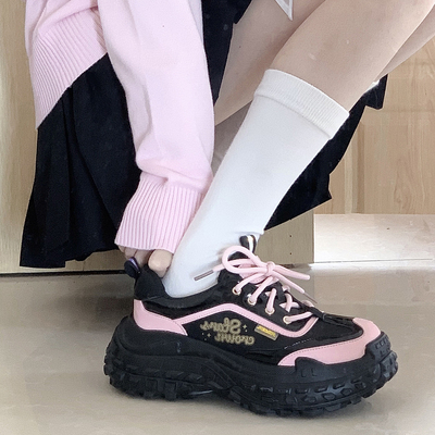 星辰皇冠休闲日常老爹鞋圆头春季