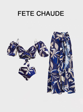 FETECHAUDE泳衣女高级复古时尚比基尼沙滩泡温泉度假裙式连体分体