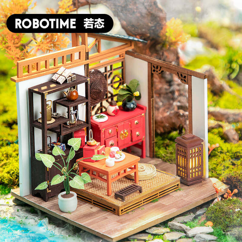 若态diy小屋复古中国风手工制作礼物今夕何夕模型房子木拼装场景