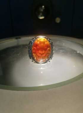 天然缅甸兽面活口带证书男士戒指