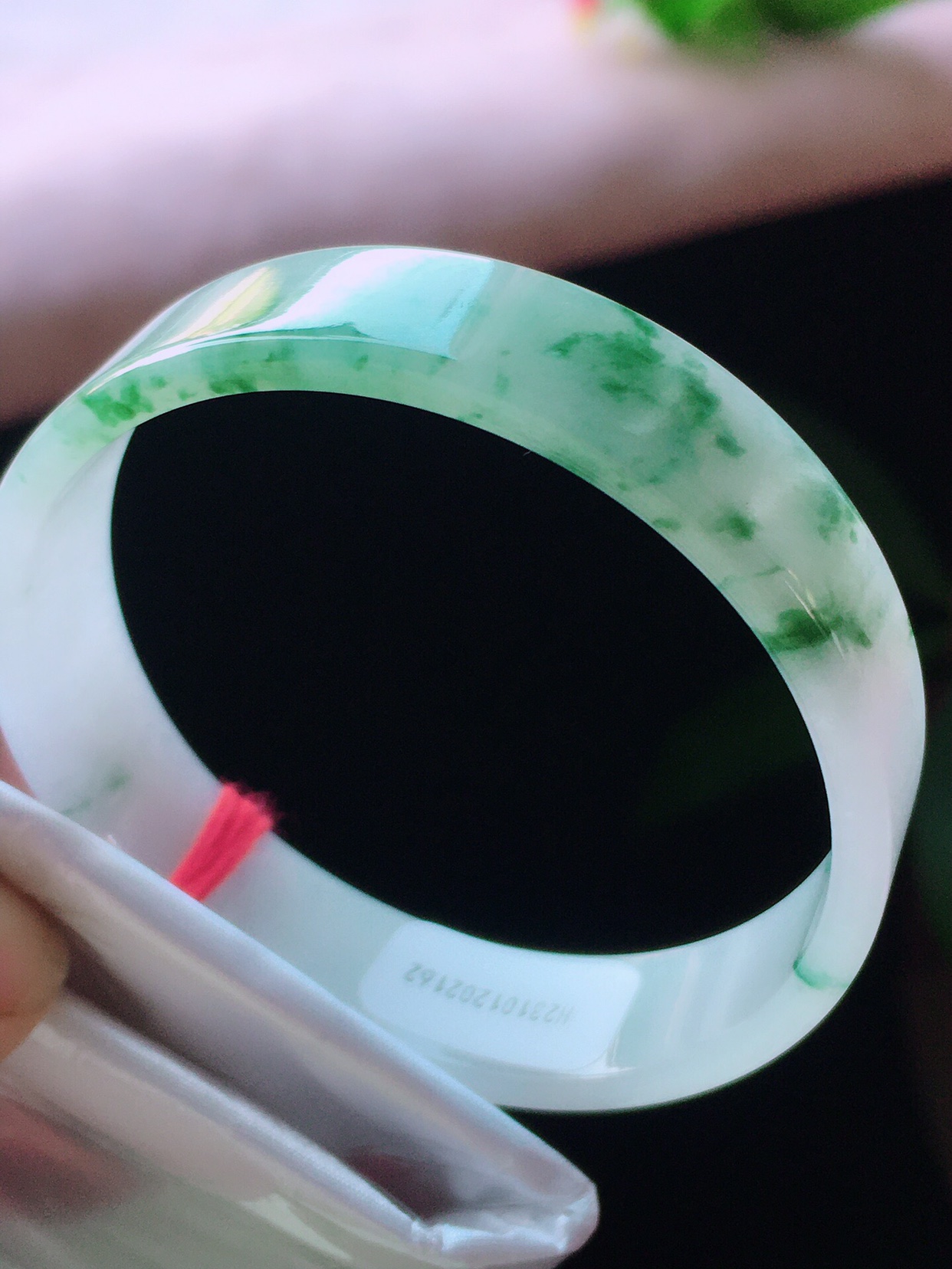 中福冰种少女款飘花方手镯冰糯种缅甸天然翡翠玉石手镯a货53-54圈