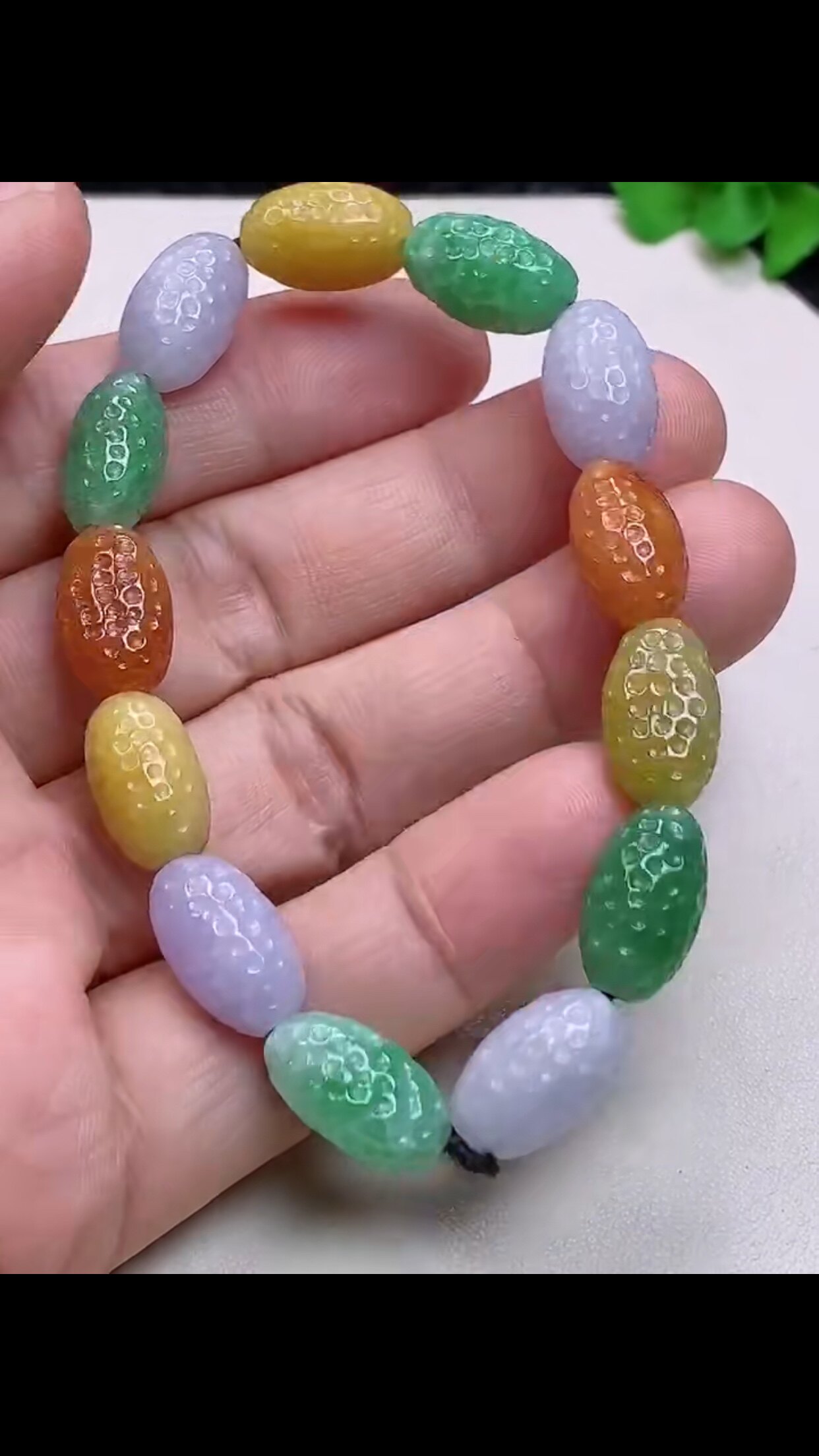 天然翡翠玉石手链手串糖果色三彩a货缅甸