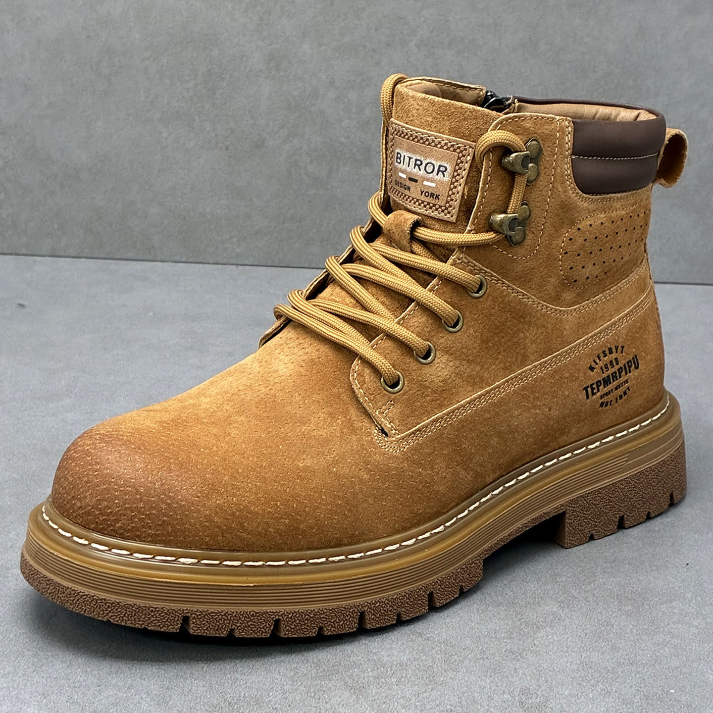 真皮马丁靴男款高帮鞋冬季加绒棉鞋厚底增高复古百搭工装大黄靴男,流行男鞋,马丁靴,淘宝优惠券,粉丝福利购,淘宝优惠卷