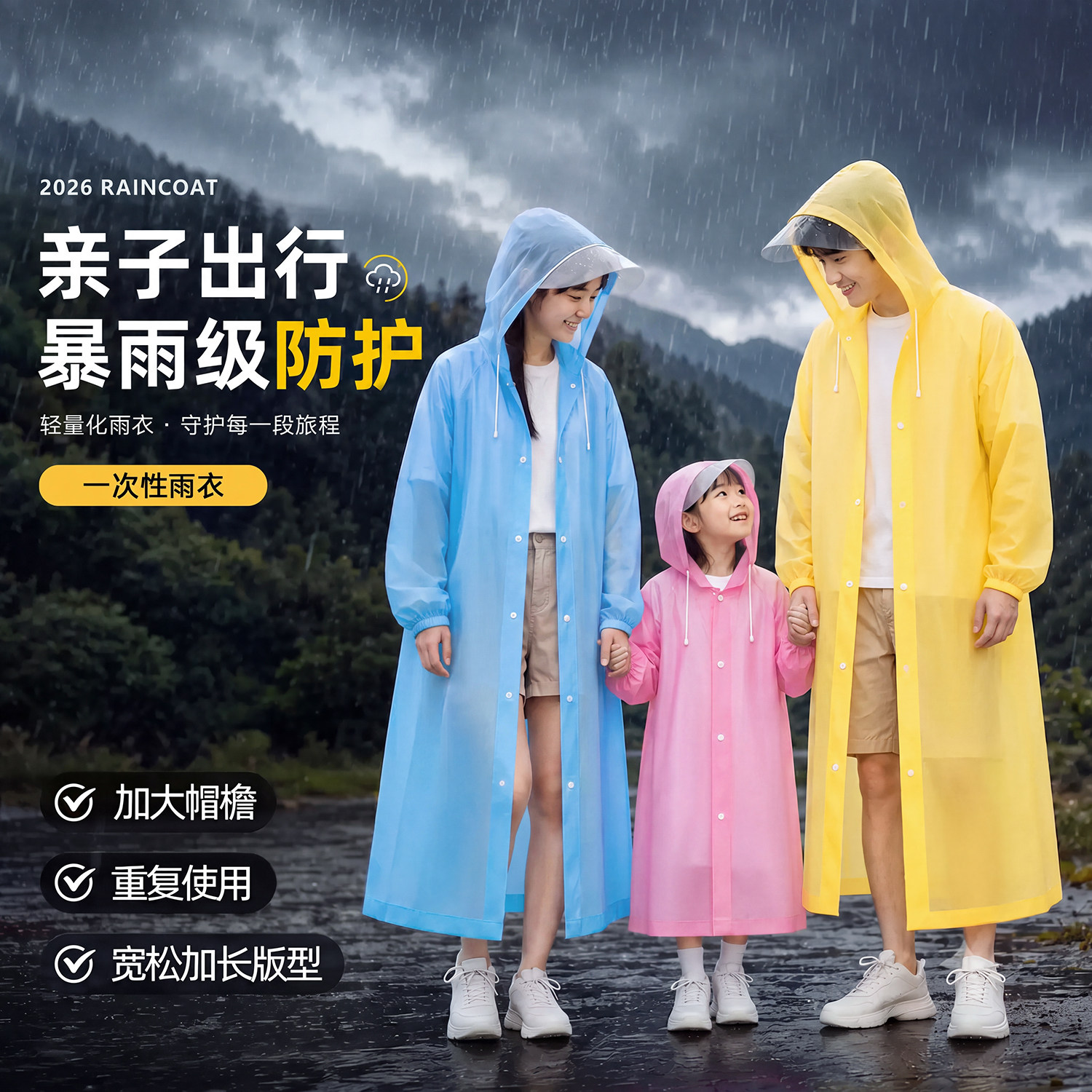 一次性亲子加厚全身防暴雨雨衣图片
