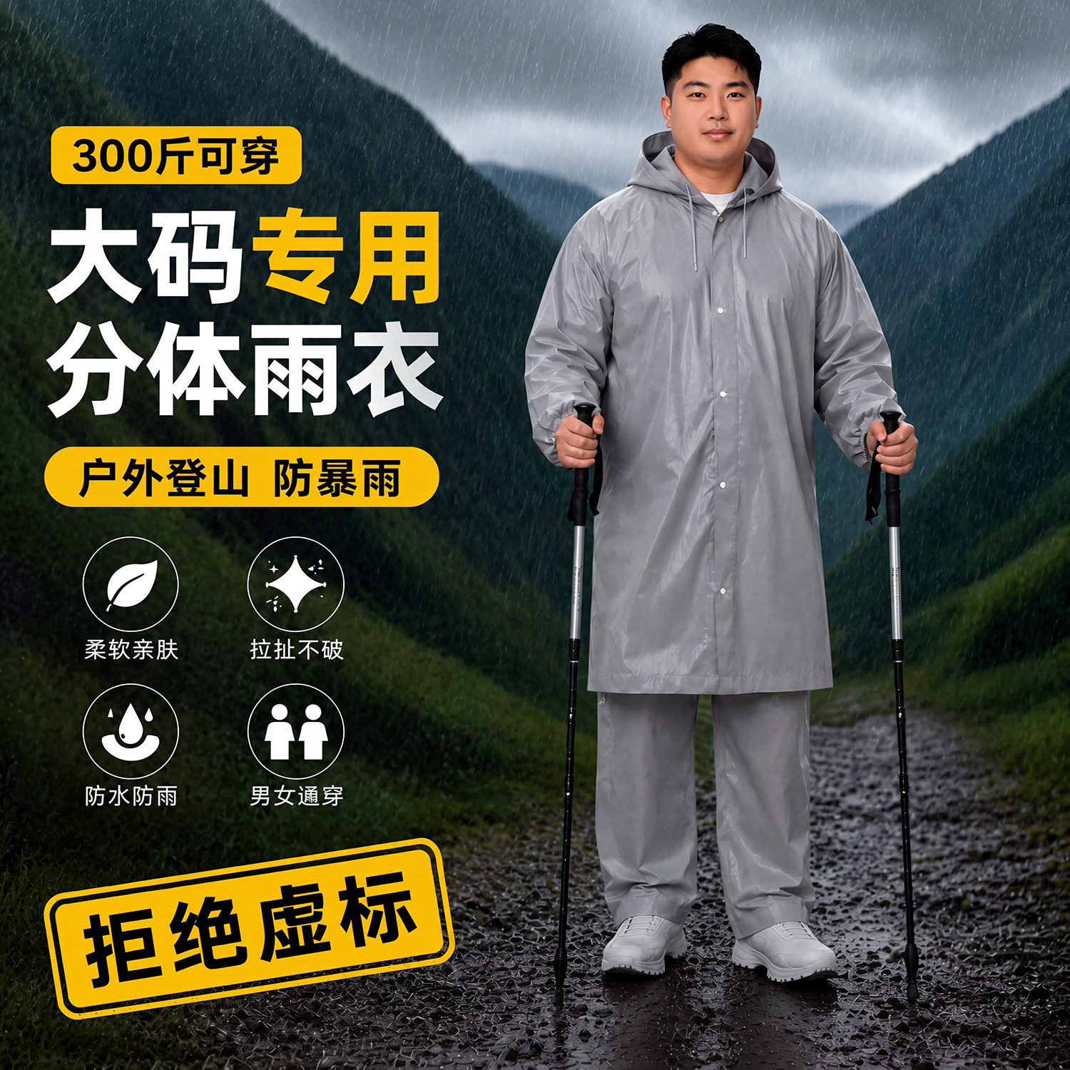 一次性雨衣大码分体式套装防暴雨图片
