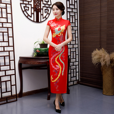 复古表演长款大红色大码