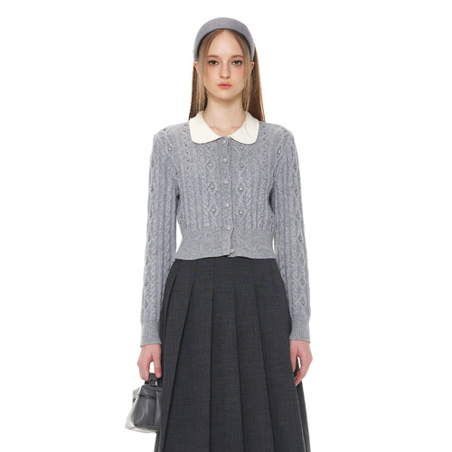 糖力miu系钻饰羊毛混纺针织开衫