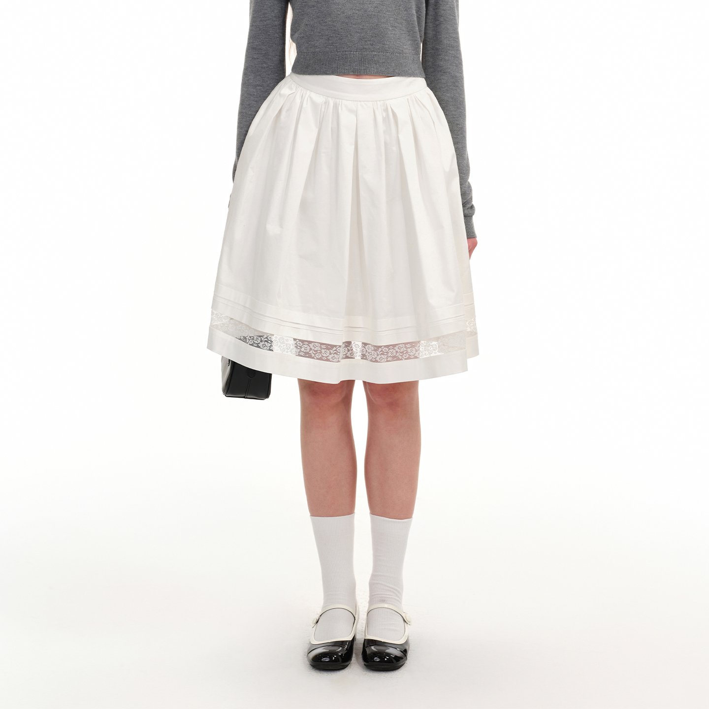 糖力中长款蕾丝花边半身裙伞裙女