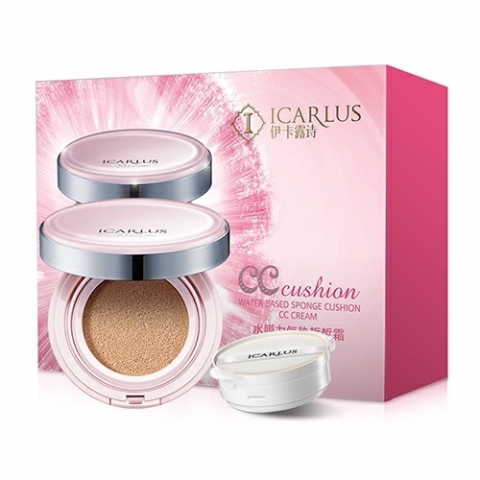 icarlus/伊卡露诗水膜力气垫CC霜 白皙隔离弹润保湿正品遮瑕滋润