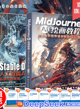 赠视频 2册  AI绘画Stable Diffussion+Midjourney高手之路 SD+MJ商业AI绘图案例技巧大全AI绘画设计AIGC学习AI绘画关键词独家模型