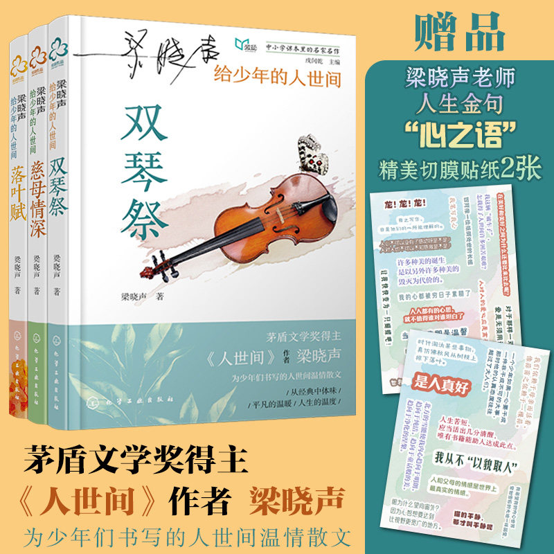 3册 梁晓声给少年的人世间 慈母情深 双琴祭 落叶赋 茅盾文学奖8-12-18岁中小学生课本里的名作家名作 青少年课外阅读中考文学书籍