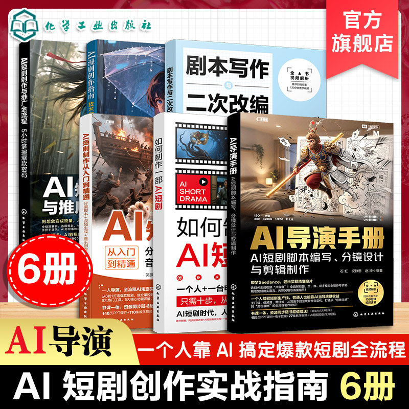 6册 AI漫剧创作指南 剧本写作与二次改编从入门到精通 AI短剧制作与推广全流程 AI短剧制作从入门到精通 AI导演手册 短剧系列丛书