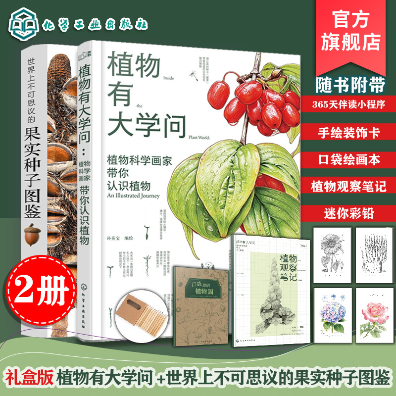 2册 礼盒装植物有大学问植物科学画家带你认识植物 世界上不可思议的果实种子图鉴 自然科学科普植物零基础植物通识手绘画入门宝典