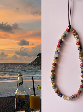 SMeAmo/原创混合天然珠子彩色手机链手腕绳复古小众高级感ccd链