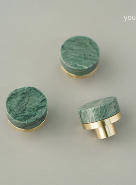 黄铜绿色大理石拉手衣柜橱柜鞋柜书柜柜门把手抽屉拉手大理石