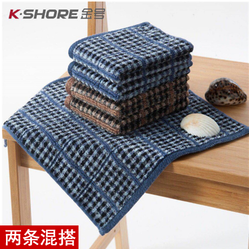 金号纯棉方巾深色小方格毛巾