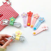 卡通硅胶理线器苹果安卓数据线耳机线集线器金属纽扣收纳缠绕线器