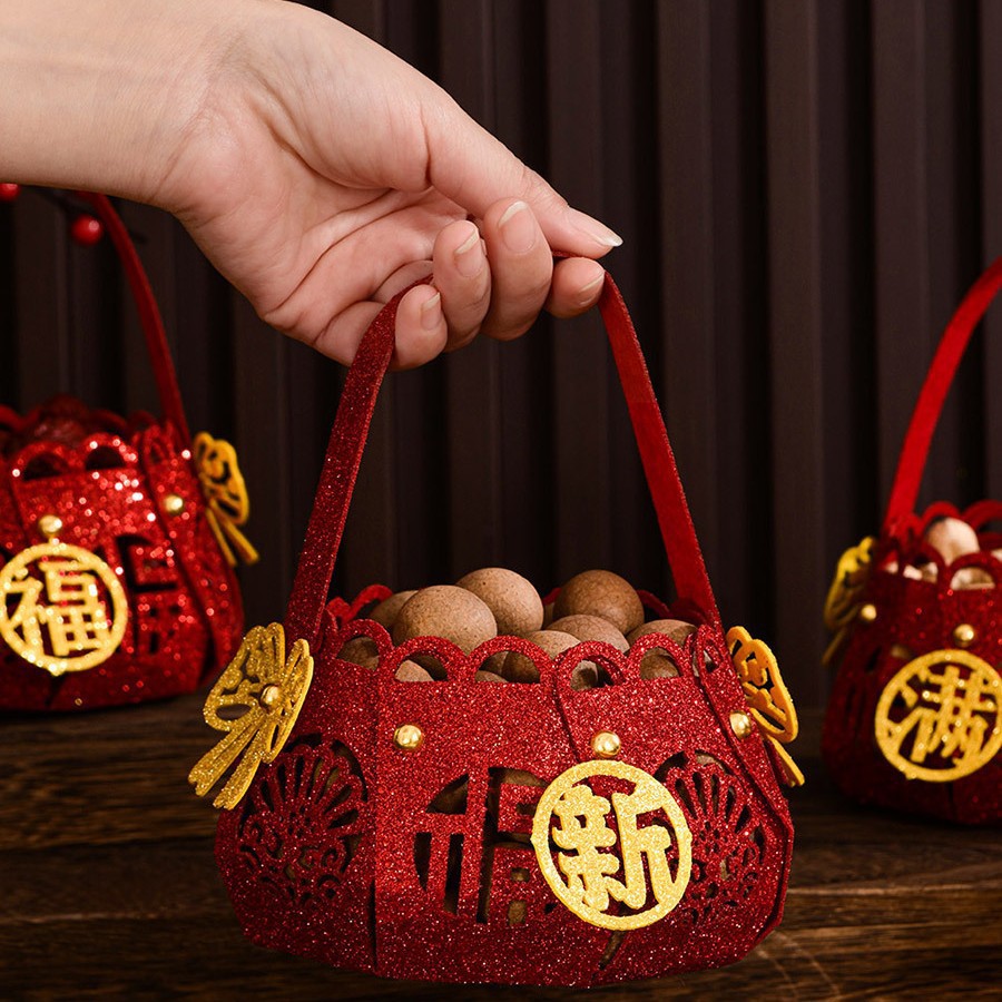 果盘乔迁之喜装饰搬新家入宅仪式摆件蜗趣新居布置用品手提篮