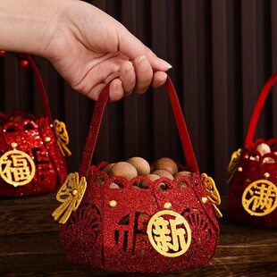 果盘乔迁之喜装饰搬新家入宅仪式摆件蜗趣新居布置用品手提篮