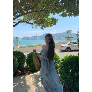 春新款 双色蕾丝甜美轻奢风露肩吊带连衣裙女长短款 BOUTIQUE LIN