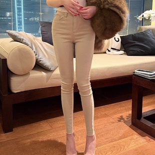 女新款 3D镭射猫须显腿长纸片人高腰小脚提臀牛仔裤 BOUTIQUE LIN