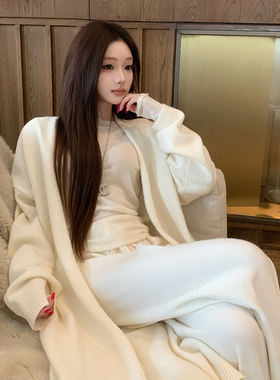 LIN BOUTIQUE 秋季纸片人 温柔风针织中长款开衫大衣外套女新款