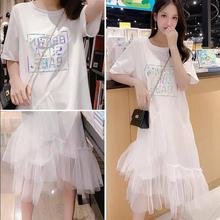 2020韩版甜美网纱拼接中长款仙女裙1