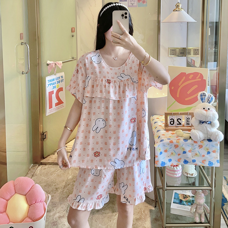 夏季女士防凸点棉绸睡衣人棉套装