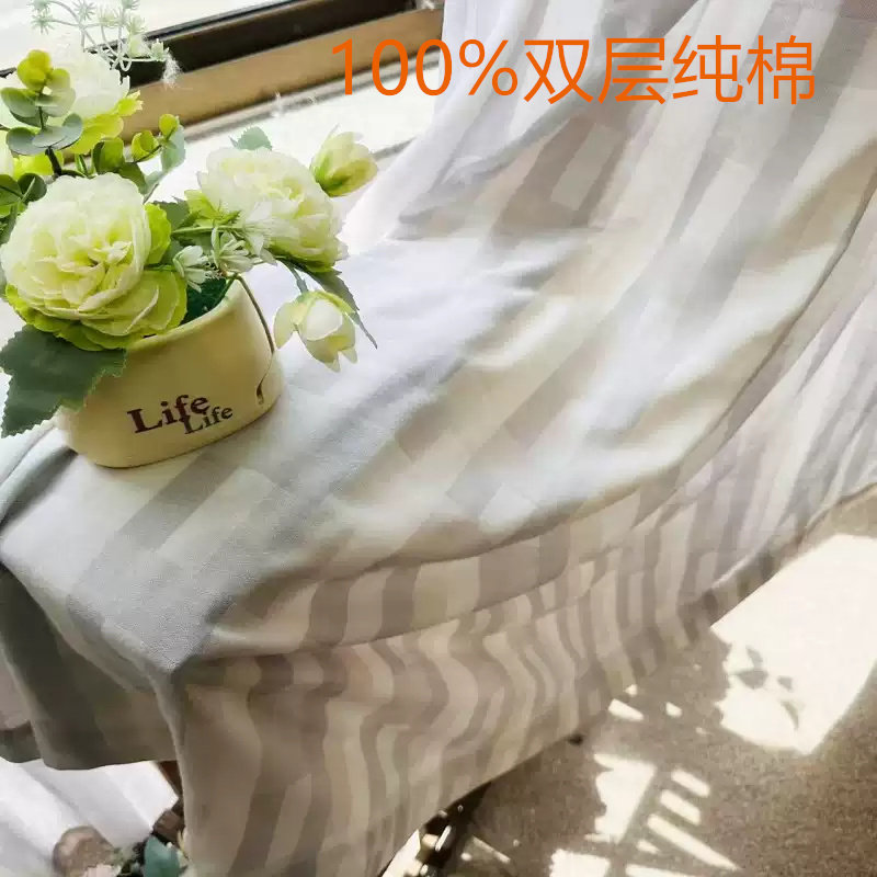 纯棉加厚窗帘客厅飘窗阳台日系田园格子卧室半遮光全棉布帘成品