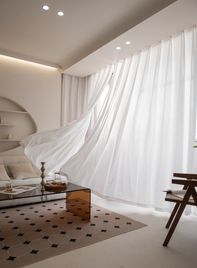 幻影纱金刚纱白色窗帘纱帘透光不透人客厅阳台卧室飘窗垂坠防猫抓