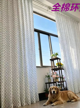 纯棉小碎花窗帘透光不透人小清新