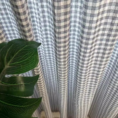 半遮光纯棉水洗棉窗帘布日式清新