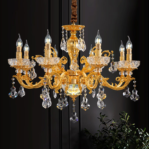 欧式风全铜铜客厅卧室水晶吊灯