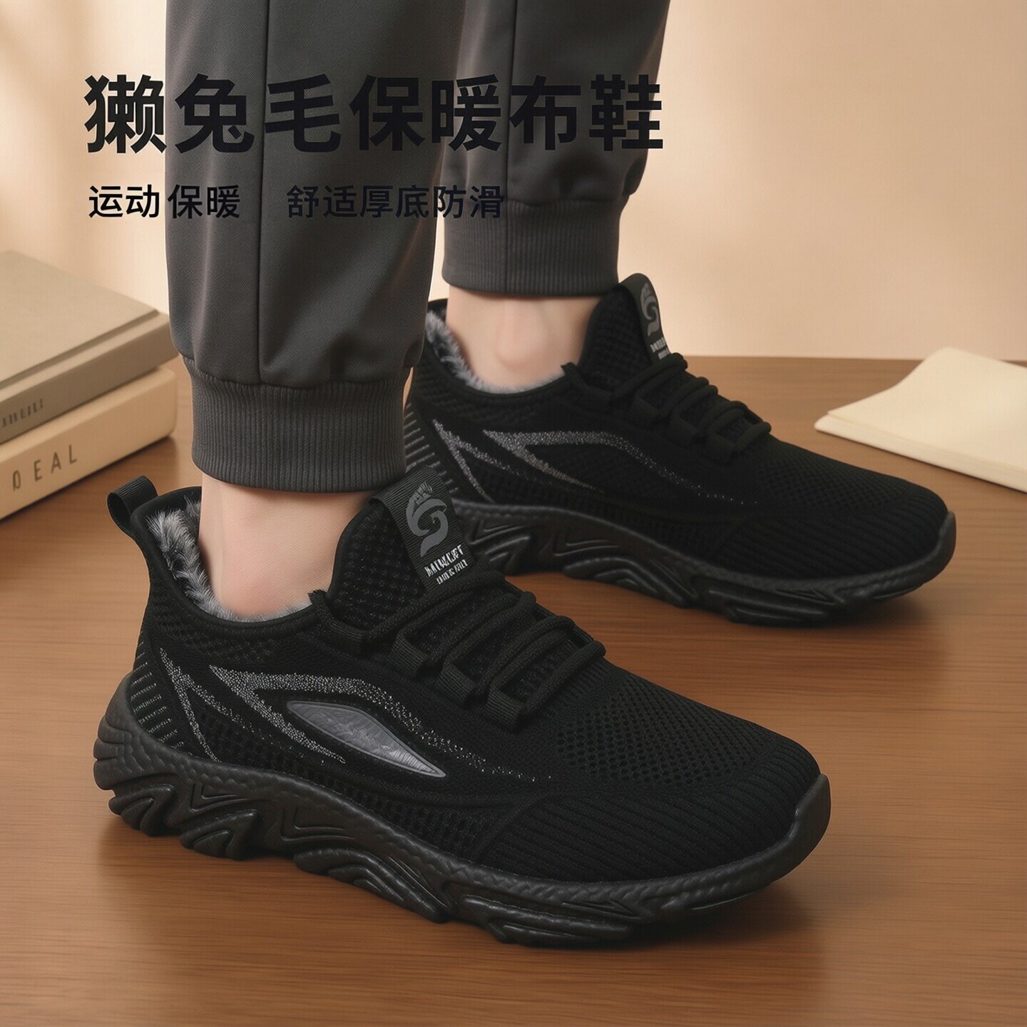 老北京男棉鞋加绒保暖防滑健步