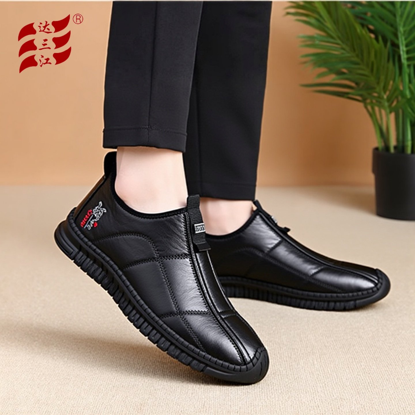 达三江官方正品老北京布鞋男棉鞋加绒加厚保暖软底老人冬季男鞋