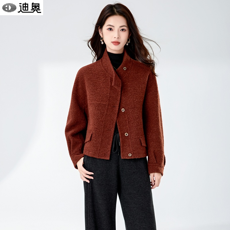 苏丽绒秋冬新款简约风羊毛呢外套