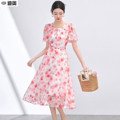 迪奥连衣裙女夏减龄温柔风茶歇裙