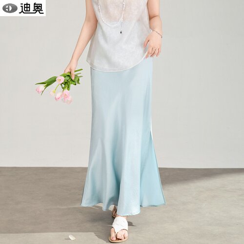 迪奥中式提花亮面醋酸半身裙女夏