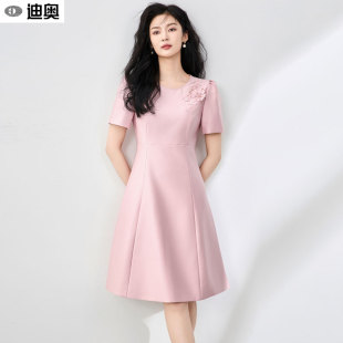 名媛气质立体镶钻花礼服裙今年流行裙子 迪奥高端连衣裙女夏26新款