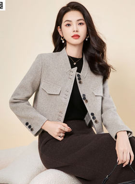 迪奥高端时尚百搭羊绒毛呢外套女