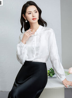 迪奥高端品质真丝衬衫女中式衬衣