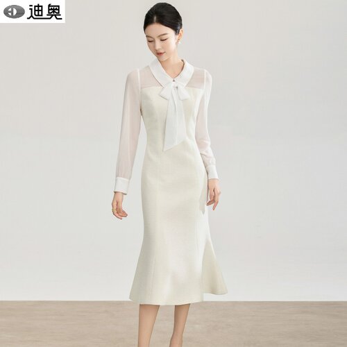 迪奥轻奢温婉小香风鱼尾连衣裙女