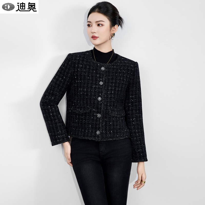 迪奥高端气质名媛风粗花呢短外套