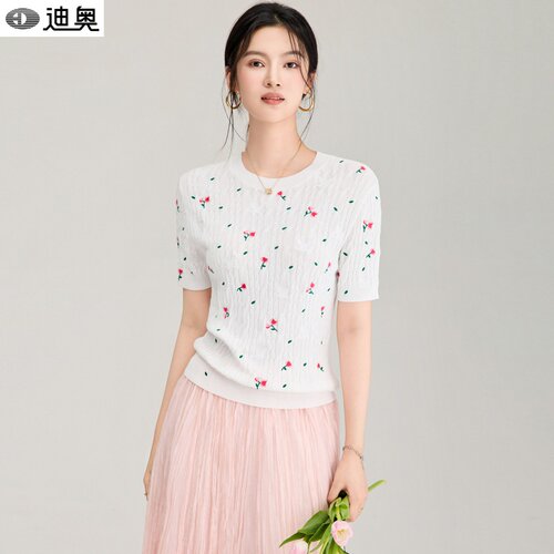 迪奥小众设计感短袖T恤针织衫女