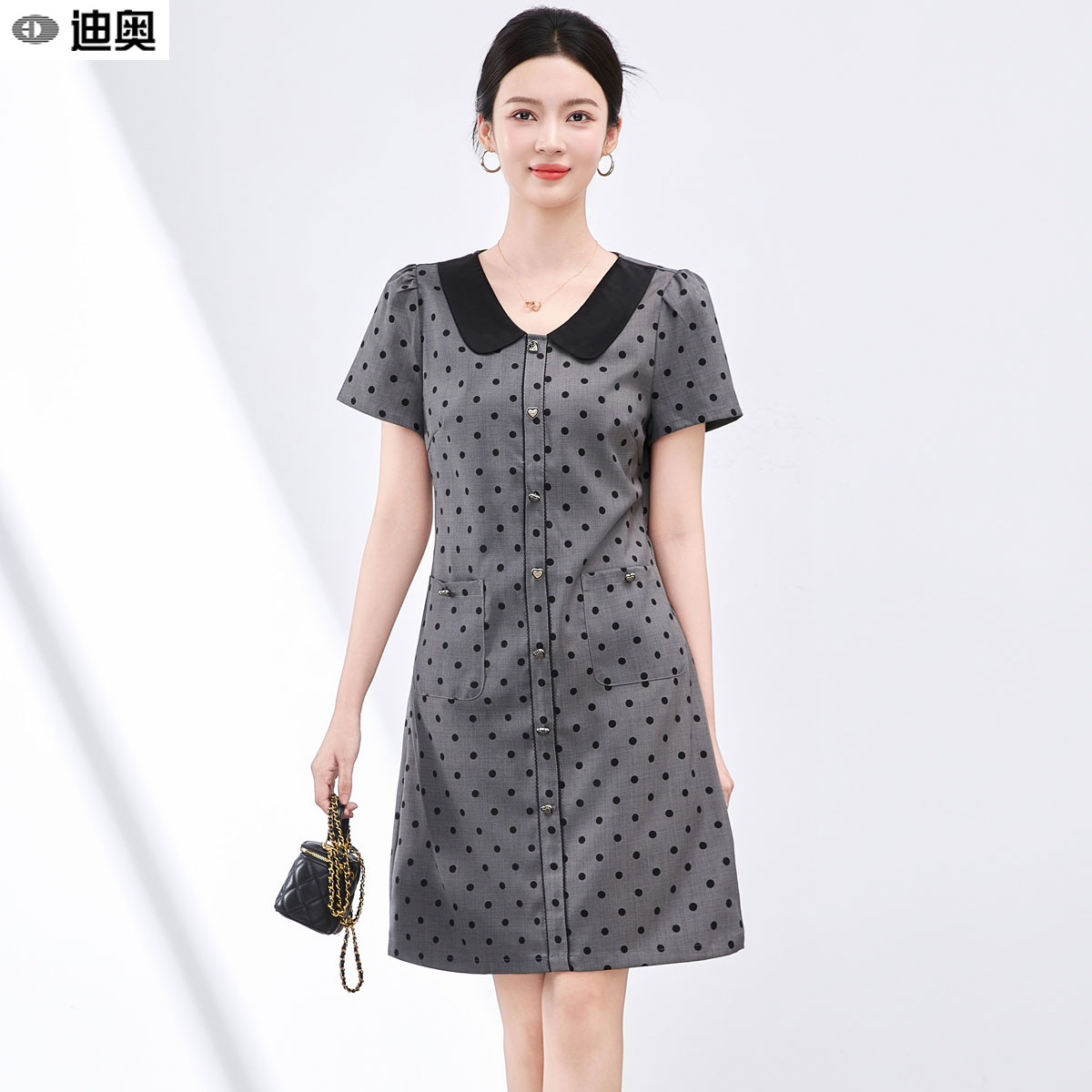 迪奥复古气质名媛风显瘦连衣裙子